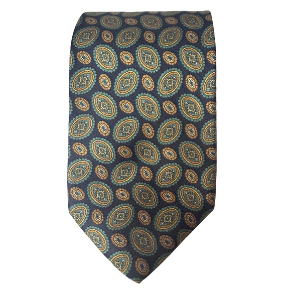 Authentic Burberrys Vintage Neck Tie Medallion Print Embossed Tipping England - Picture 3 of 11